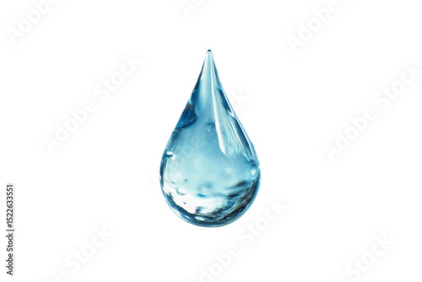 Obraz Realistic clear blue water droplet on black background capturing fluid dynamics, cut out