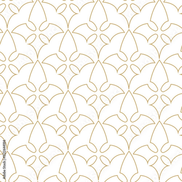 Obraz Abstract geometric pattern with crosses, stripes, lines. Seamless vector background. White and gold ornament. Modern reticulated graphic design.