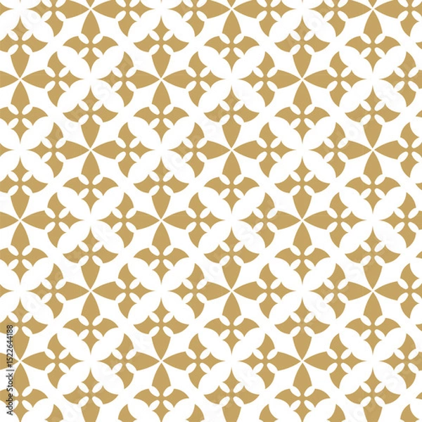 Obraz Abstract geometric pattern with crosses, stripes, lines. Seamless vector background. White and gold ornament. Modern reticulated graphic design.