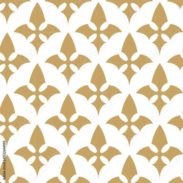 Obraz Abstract geometric pattern with crosses, stripes, lines. Seamless vector background. White and gold ornament. Modern reticulated graphic design.