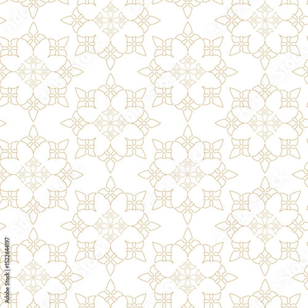 Obraz Abstract geometric pattern with crosses, stripes, lines. Seamless vector background. White and gold ornament. Modern reticulated graphic design.