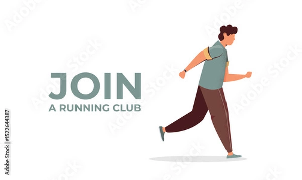 Obraz Running man in motion.Training outdoor flat vector.