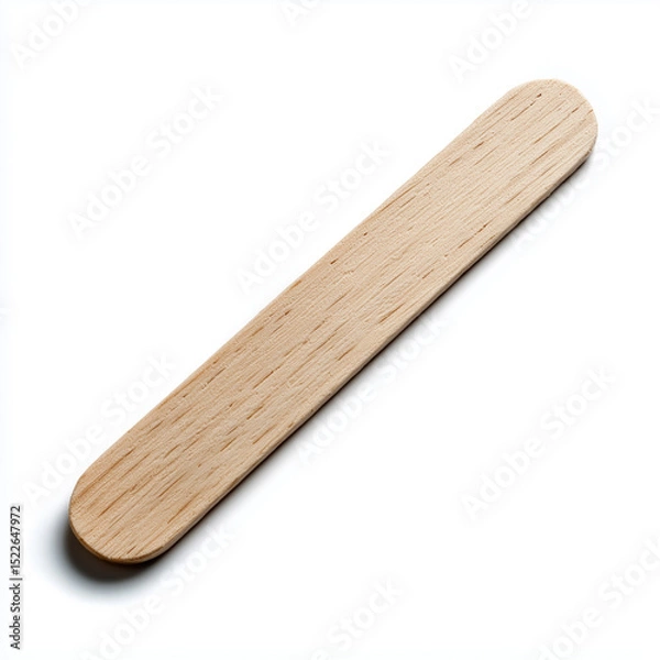 Fototapeta Smooth wooden popsicle stick isolated on a bright white background for crafting and DIY projects