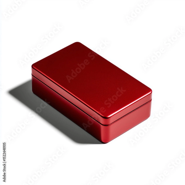 Fototapeta Glossy red matchbox resting on a clean white background, showcasing its smooth surface and vibrant color