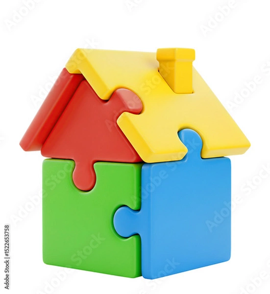 Obraz Casa Quebra-Cabeça Representando Autismo Infantil