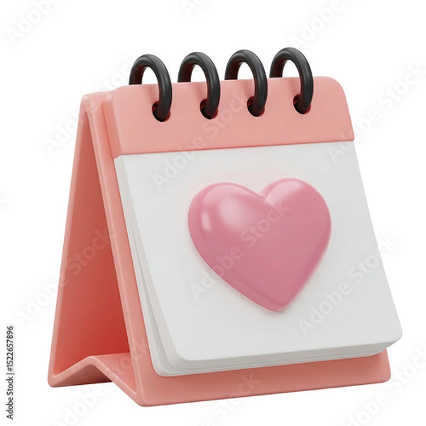 Obraz Calendário Coração Rosa Bebê Renderizado em 3D