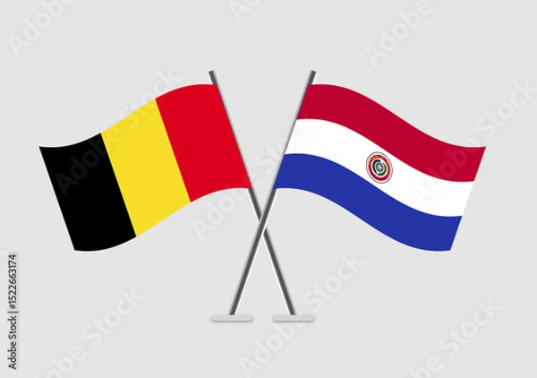 Fototapeta Belgium and Paraguay vector flags visualized in cultural layout