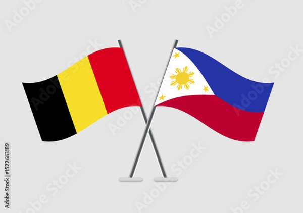 Fototapeta Belgium and Philippines vector flags illustration for joint events
