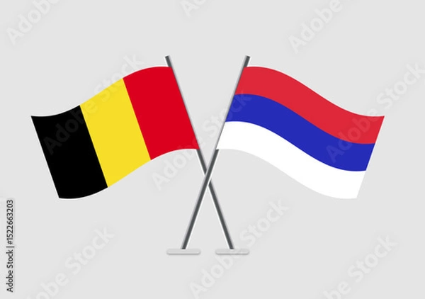 Fototapeta Belgium and Republika Srpska vector flags with minimal patriotic graphics