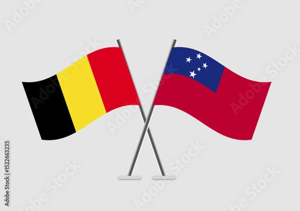 Fototapeta Belgium and Samoa vector flags image with symmetry and wave