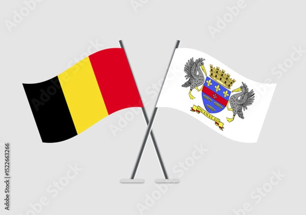 Fototapeta Belgium and Saint Barthelemy vector flags used in design for unity poster