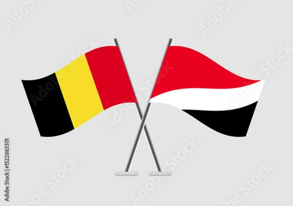 Fototapeta Belgium and Principality of Sealand vector flags in diplomatic pose flat design