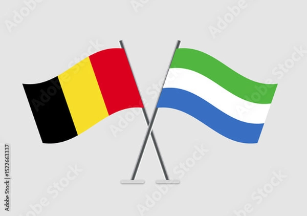 Fototapeta Belgium and Sierra Leone vector flags icon for global cooperation