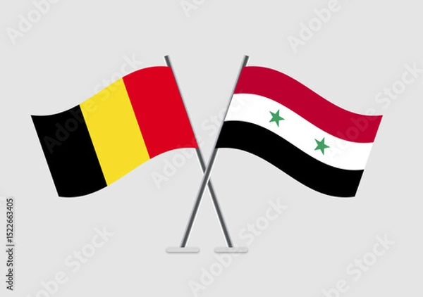 Fototapeta Belgium and Syria vector flags crossing in simple elegance