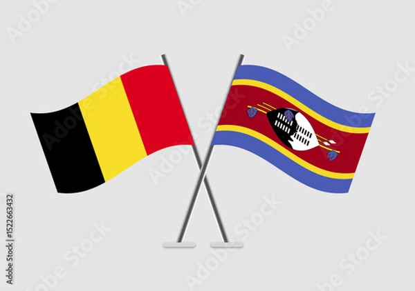 Fototapeta Belgium and Swaziland vector flags in harmonious unity expression