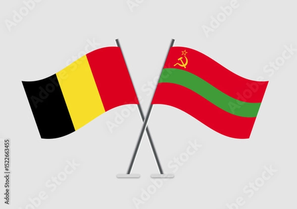 Fototapeta Belgium and Transnistria vector flags image for banner or brochure