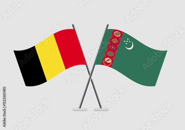 Fototapeta Belgium and Turkmenistan vector flags in minimalist national theme