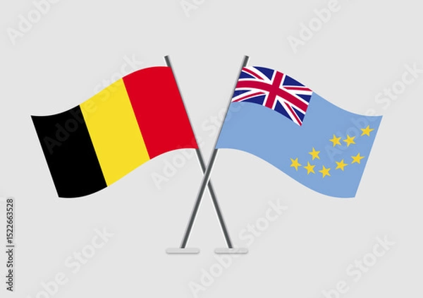Fototapeta Belgium and Tuvalu vector flags artwork with calm symbolism