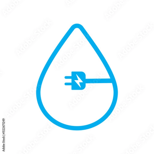 Obraz Blue Eco Plug and Leaf Symbol, Vector.