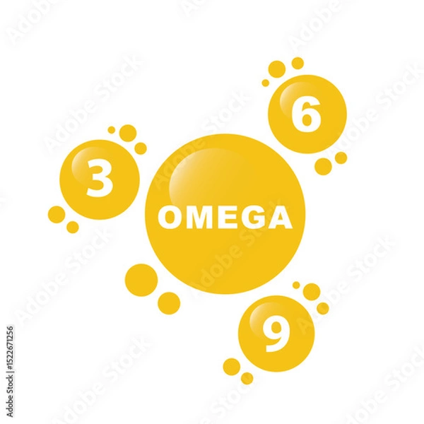 Obraz Gold, fish oil pills isolated on transparent. Omega 3, 6 and 9 gel capsule. 