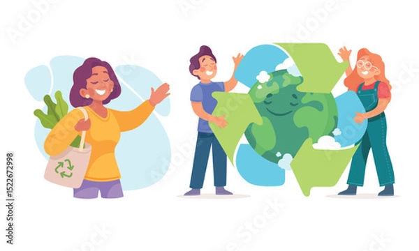 Obraz Illustration of Sustainable Living and Environmental Awareness for a Greener Future