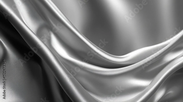 Obraz Elegant Silver Silk Fabric Background with Waves and Soft Reflections