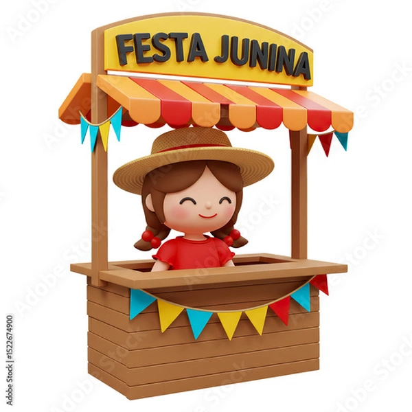 Obraz Mulher Caipira em Barraca de Festa Junina