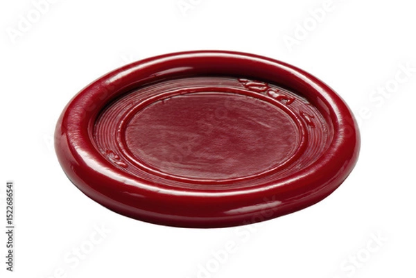 Fototapeta Round red wax seal with textured surface, cut out
