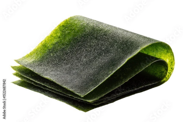 Fototapeta Folded edible seaweed sheet isolated on black background, cut out