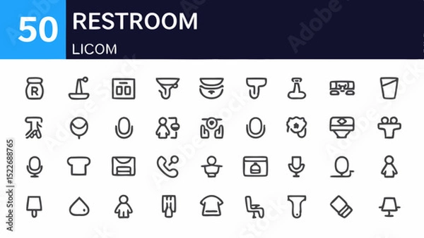 Fototapeta Illustration of various restroom related icons including sink toilet mirror and other bathroom fixtures created with generated ai