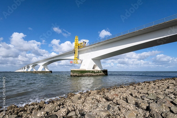Obraz The Zeelandbrug (Zeeland Bridge). With a total length of 5,022 meters it is the longest bridge in the Netherlands.