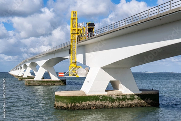Fototapeta The Zeelandbrug (Zeeland Bridge). With a total length of 5,022 meters it is the longest bridge in the Netherlands.