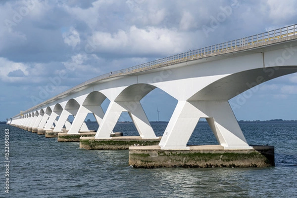 Obraz The Zeelandbrug (Zeeland Bridge). With a total length of 5,022 meters it is the longest bridge in the Netherlands.