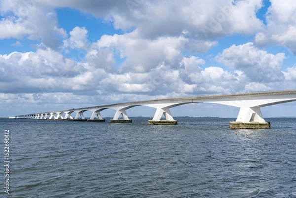 Obraz The Zeelandbrug (Zeeland Bridge). With a total length of 5,022 meters it is the longest bridge in the Netherlands.