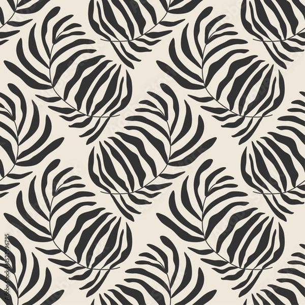 Obraz Trendy minimalist seamless botanical pattern with abstract creative hand drawn composition