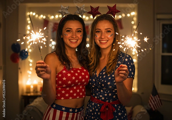 Obraz Amigas Comemorando a Independência dos Estados Unidos