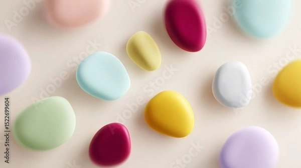 Fototapeta Abstract 3D Pastel Soft Blobs on Neutral Background