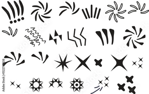 Fototapeta Set of black and white silhouettes of deferent shape