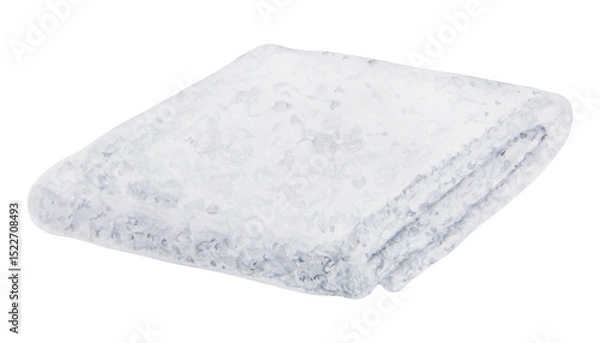 Fototapeta Watercolor illustration of a neatly folded white towel. Ideal for spa and wellness designs, skincare or bath-related visuals. Represents softness, cleanliness, and a calm self-care routine.