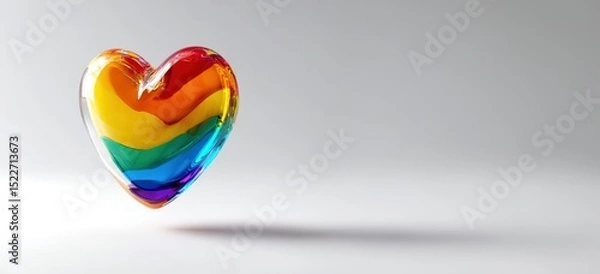 Obraz Glass Rainbow Heart Floating in Minimal Light – LGBTQ+ Pride Symbol