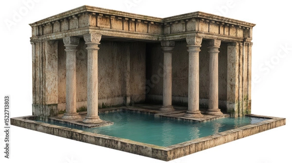 Fototapeta Ancient Roman bath structure Transparent background, PNG file