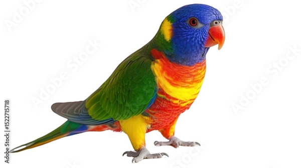 Fototapeta Beautiful rainbow lorikeet perched Transparent background, PNG file