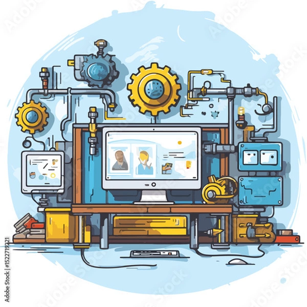 Fototapeta Professional Maintenance Support Technology for Web Construction Company Usage