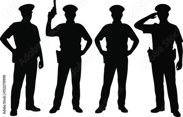 Obraz Silhouettes of police officers in various poses