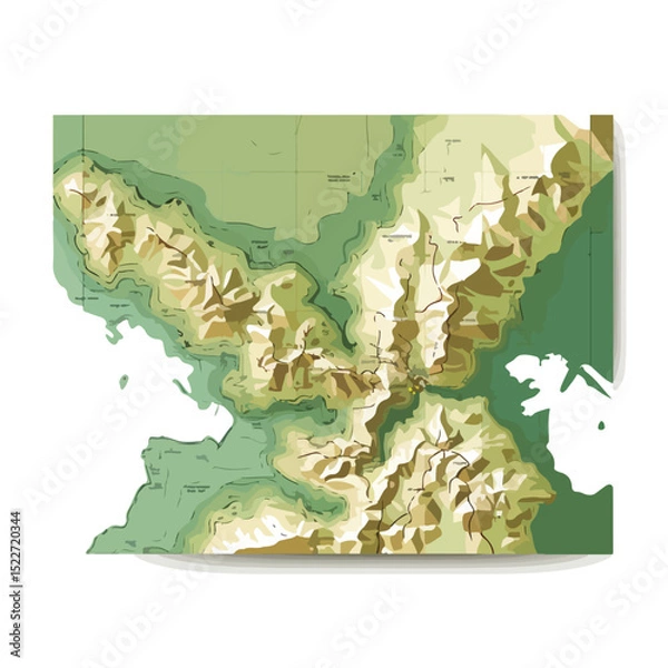 Fototapeta Detailed Military Force Paper Map Icon for Isolated Vector Illustration