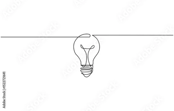 Fototapeta Light bulb continuous one line drawing. Single line vector illustration with editable stroke, Concept ideas business vector illustration