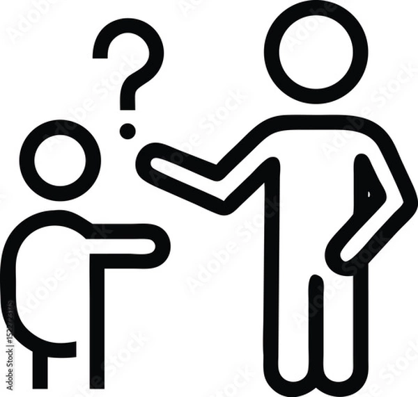 Fototapeta Question asking icon vector illustration showing a child asking an adult for guidance or help query icon