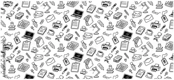 Obraz office doodle seamless pattern background hand drawing