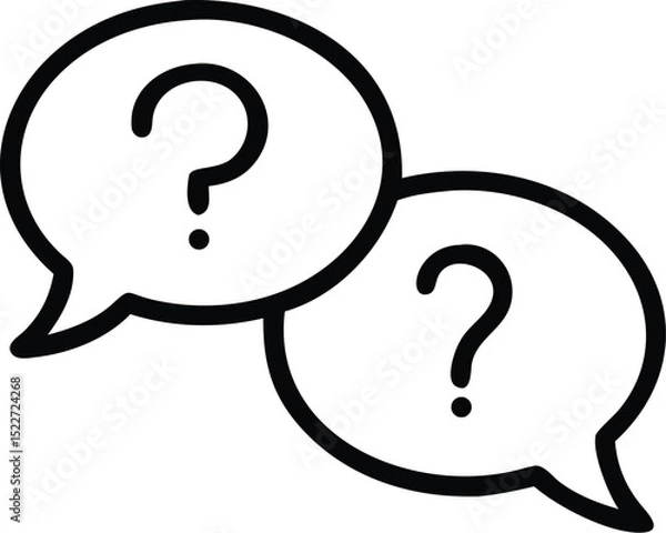 Fototapeta Question mark in speech bubbles vector icon asking questions and seeking answers and information help faq