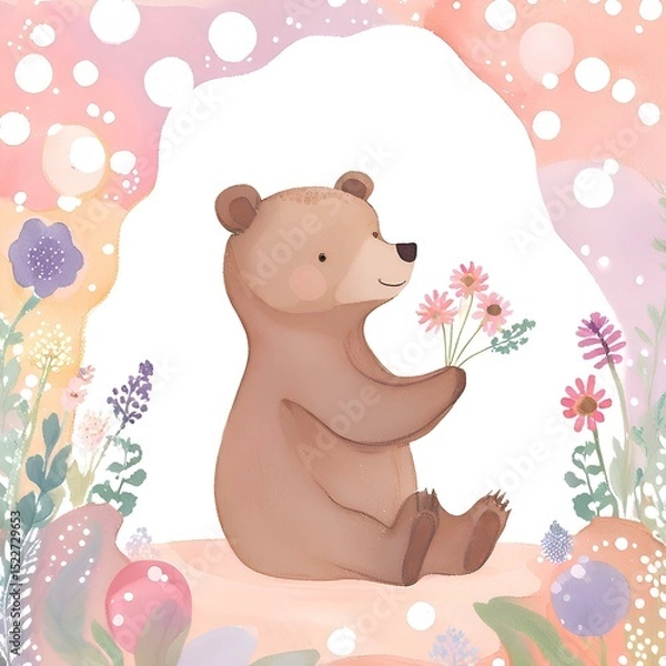 Obraz a little cute bear of background